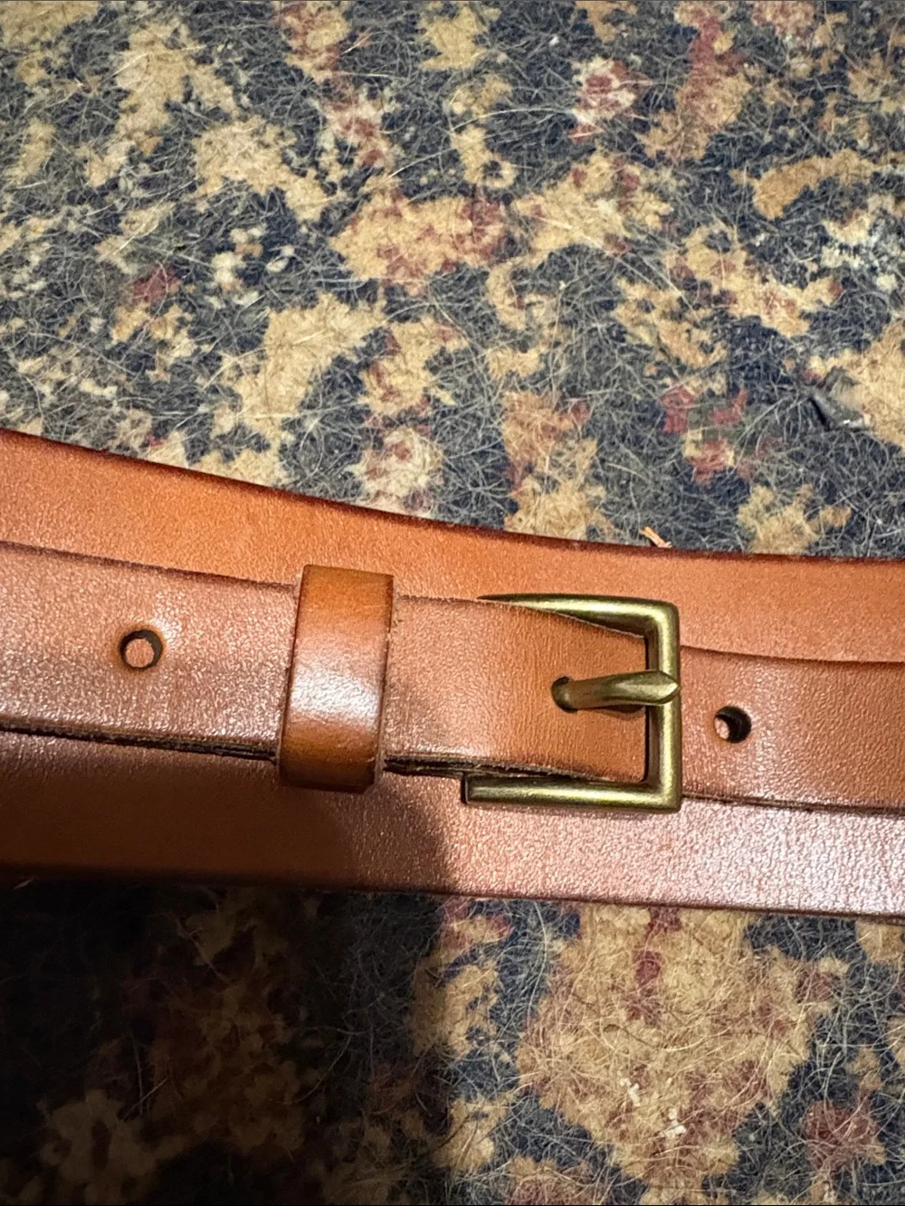 Men's Tan Leather Belt with Brass Buckle